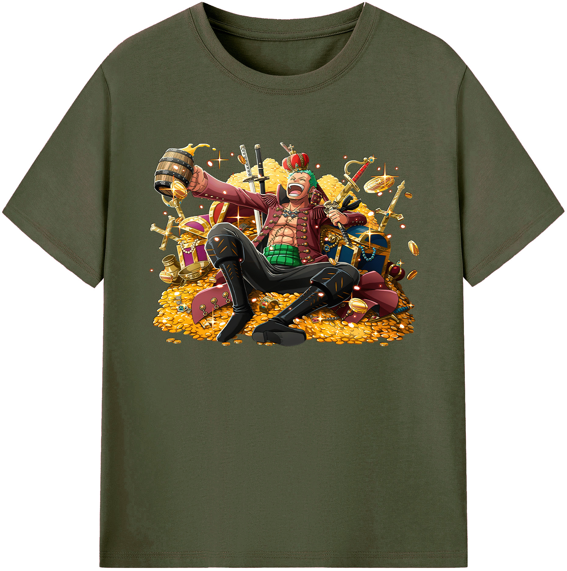 ワンピース ロロノア・ゾロ ONE PIECE Roronoa Zoro 綿100％ メンズ半袖Tシャツ｜肌触りやわらか＆通気性